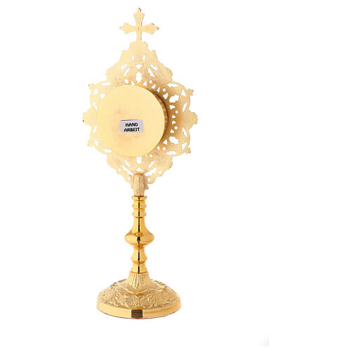 Round reliquary in golden brass 25 cm 5