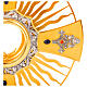 Gothic monstrance with rays, Greek cross and blue node, gold plated brass s4