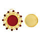 Gold plated round reliquary of 800 silver and red crystals 3.5 cm s2