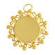 Gold plated round reliquary of 800 silver and red crystals 3.5 cm s3