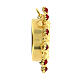 Gold plated round reliquary of 800 silver and red crystals 3.5 cm s4