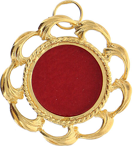 Gold plated reliquary with red lining, 800 silver 2 cm 1