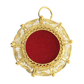 Gold plated filigree 800 silver reliquary 2 cm