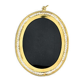Oval filigree reliquary, gold plated 800 silver 6x5 cm