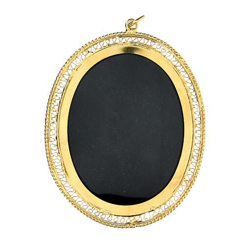 Oval relic case, 800 silver filigree, golden 6x5 cm 1