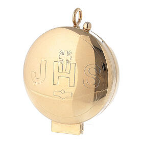 JHS gold plated pyx, 800 silver, hinged cover 5.5 cm