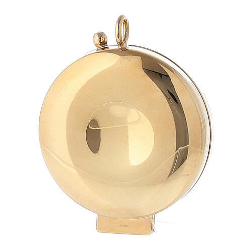 JHS gold plated pyx, 800 silver, hinged cover 5.5 cm 3