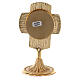 Reliquary with rounded cross and circular luna box 17 cm gold plated brass s4