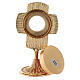 Reliquary with rounded cross and circular luna box 17 cm gold plated brass s5