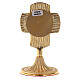 Mini reliquary in golden brass, rounded cross case, circular 13 cm s4
