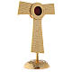 Tau reliquary with rounded box, gold plated brass 22 cm s4