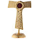 Relicário cruz Tau teca redonda latão dourado 22 cm s1