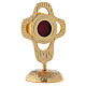 Reliquary with rounded perforated cross, gold plated brass 18 cm s4