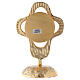Reliquiario ottone dorato croce stondata traforata teca tonda 18 cm s5
