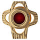 Monstrance in gilded brass, rounded perforated cross, round luna 18 cm s2