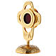Monstrance in gilded brass, rounded perforated cross, round luna 18 cm s3