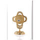 Monstrance in gilded brass, rounded perforated cross, round luna 18 cm s5