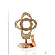 Monstrance in gilded brass, rounded perforated cross, round luna 18 cm s6