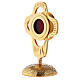 Monstrance in gilded brass, rounded perforated cross, round luna 18 cm s3