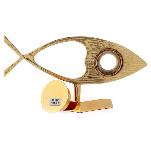 Horizontal fish-shaped reliquary 22 cm gold plated brass 5