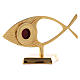 Horizontal fish-shaped reliquary 22 cm gold plated brass s3