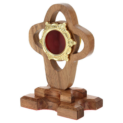 Reliquary of oak wood, 11 cm, golden display 2