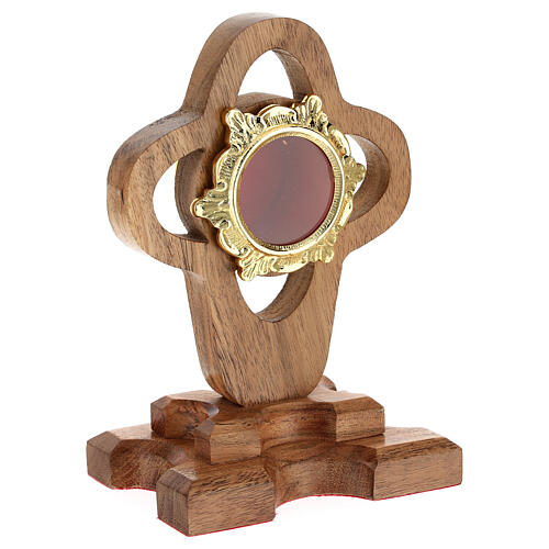 Reliquary of oak wood, 11 cm, golden display 3