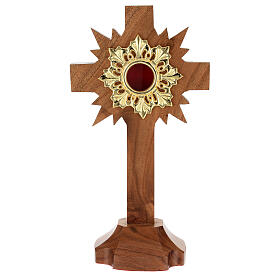 Oak wood reliquary with rays 30 cm golden display