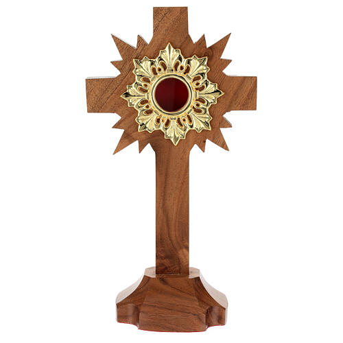 Oak wood reliquary with rays 30 cm golden display 1