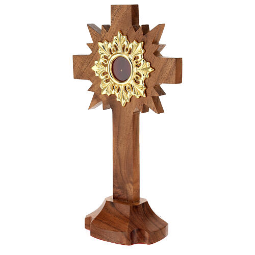 Oak wood reliquary with rays 30 cm golden display 2