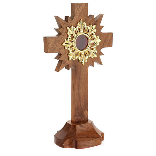 Oak wood reliquary with rays 30 cm golden display 3
