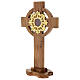 Cross-shaped reliquary of oak wood 30 cm golden display s2
