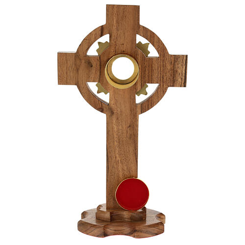 Reliquaire croix 30 cm lunule dorée chêne 5