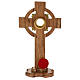 Relicário cruz 30 cm luneta dourad madeira carvalho s5