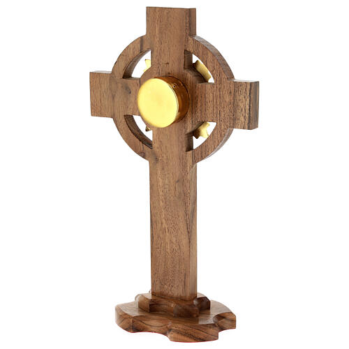 Reliquary cross 30 cm golden luna in oak wood 4