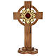 Reliquary cross 30 cm golden luna in oak wood s1