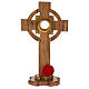 Reliquary cross 30 cm golden luna in oak wood s5