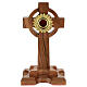Catholic reliquary oak wood cross 20 cm golden case s1