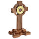 Catholic reliquary oak wood cross 20 cm golden case s3