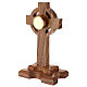 Catholic reliquary oak wood cross 20 cm golden case s4