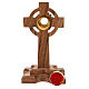 Catholic reliquary oak wood cross 20 cm golden case s5