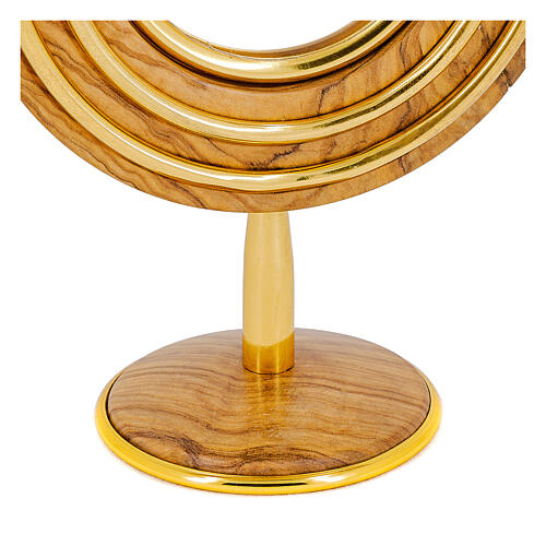 Monstrance in olive wood 20 cm with 24kt gold finish 3