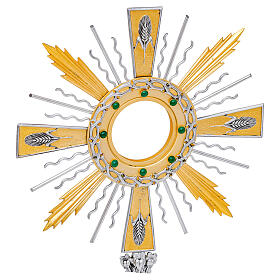 Brass monstrance, 50 cm, silver and 24-karat gold finish