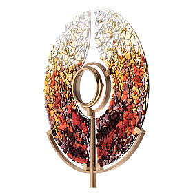 Ostensorio ottone e vetro 70 cm finitura oro e argento 24kt