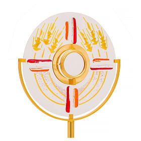 Glass and brass monstrance, 55 cm, silver and 24-karat gold finish