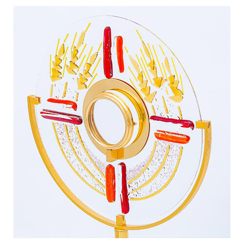 Monstrance in glass and brass 55 cm gold and silver finish 24kt 5