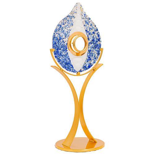 Glass monstrance 70 cm gold and silver finish 24kt 1