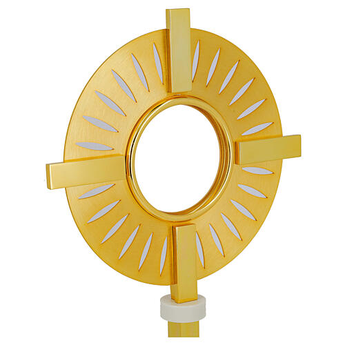 Brass monstrance 30 cm with 24kt gold and silver finish 2