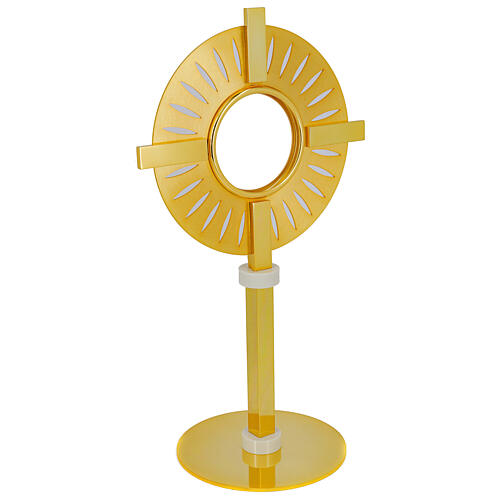 Brass monstrance 30 cm gold and silver finish 24kt 1
