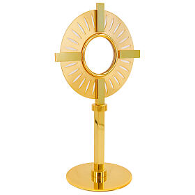 Brass monstrance with gold and silver finish 24kt 30 cm